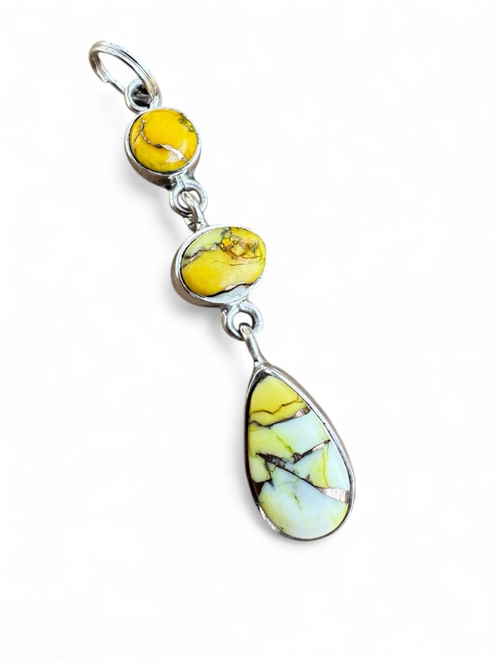 Kingman Honey Dahlia Solid 925 Sterling Silver Pendant
